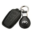 Bao da chìa khoá ô tô 3 nút bấm dành cho xe Toyota, Màu đen chỉ đỏ	