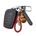 Bao da chìa khoá ô tô 3 nút bấm dành cho xe Toyota, Màu đen chỉ đỏ	