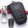 Bao da chìa khoá ô tô 3 nút bấm dành cho xe Toyota, Màu đen chỉ đỏ	