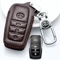 Bao da chìa khoá ô tô 3 nút bấm dành cho xe Toyota, Màu đen chỉ đỏ	