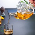 Bộ ấm trà thủy tinh 6 chén kèm đế châm nến cách nhiệt, Bộ ấm chén không khay (Có quai)