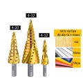 Set 3 mũi khoan hình tháp 4-32mm đa năng phủ titan chuôi lục giác cao cấp