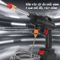Máy rửa xe cầm tay áp lực cao 2 pin sạc